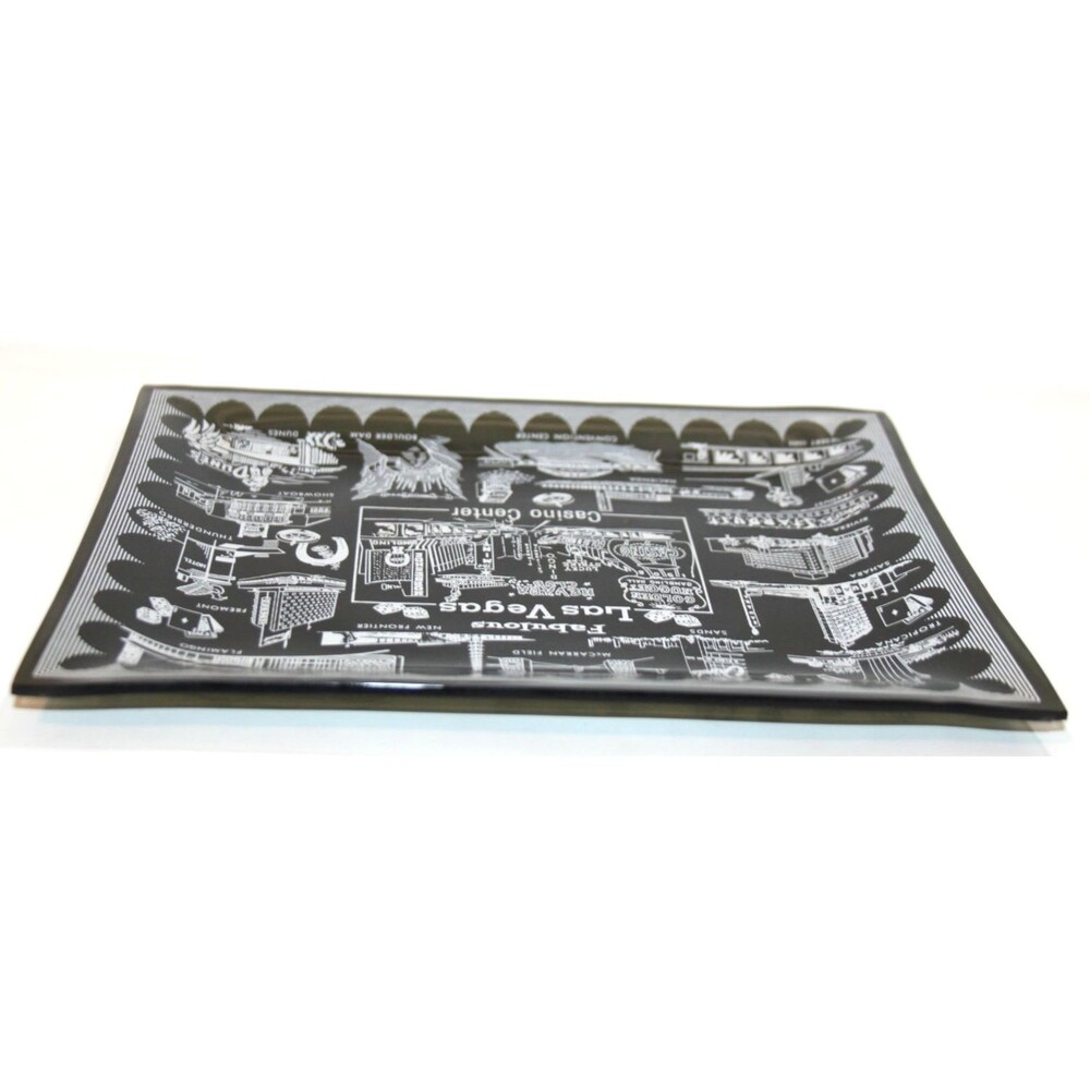 Mid Century Antique Black Fabulous Las Vegas Casino Center Glass Plate Flamingo - Picture 6 of 8